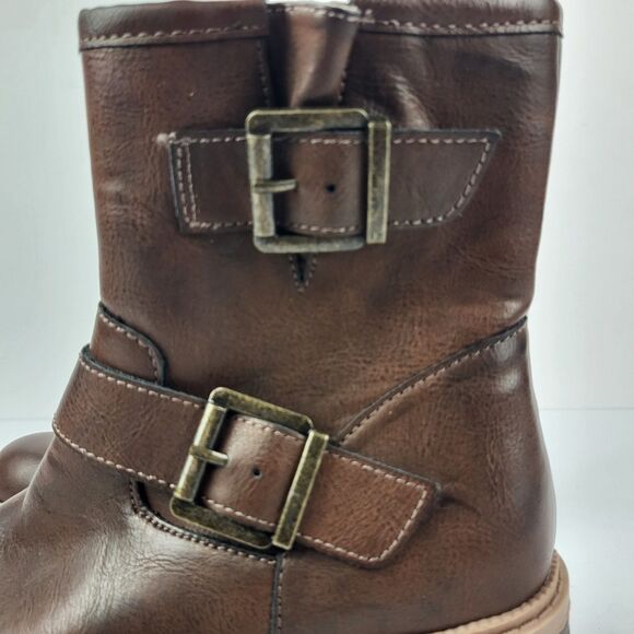 BOC By Born Women's Monika Stacked Heel Moto Boots Brown size 6M - Picture 3 of 14